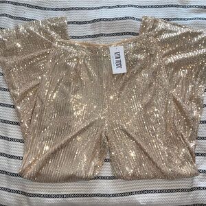 12th Tribe Edge of Midnight Champagne Sequin Pant